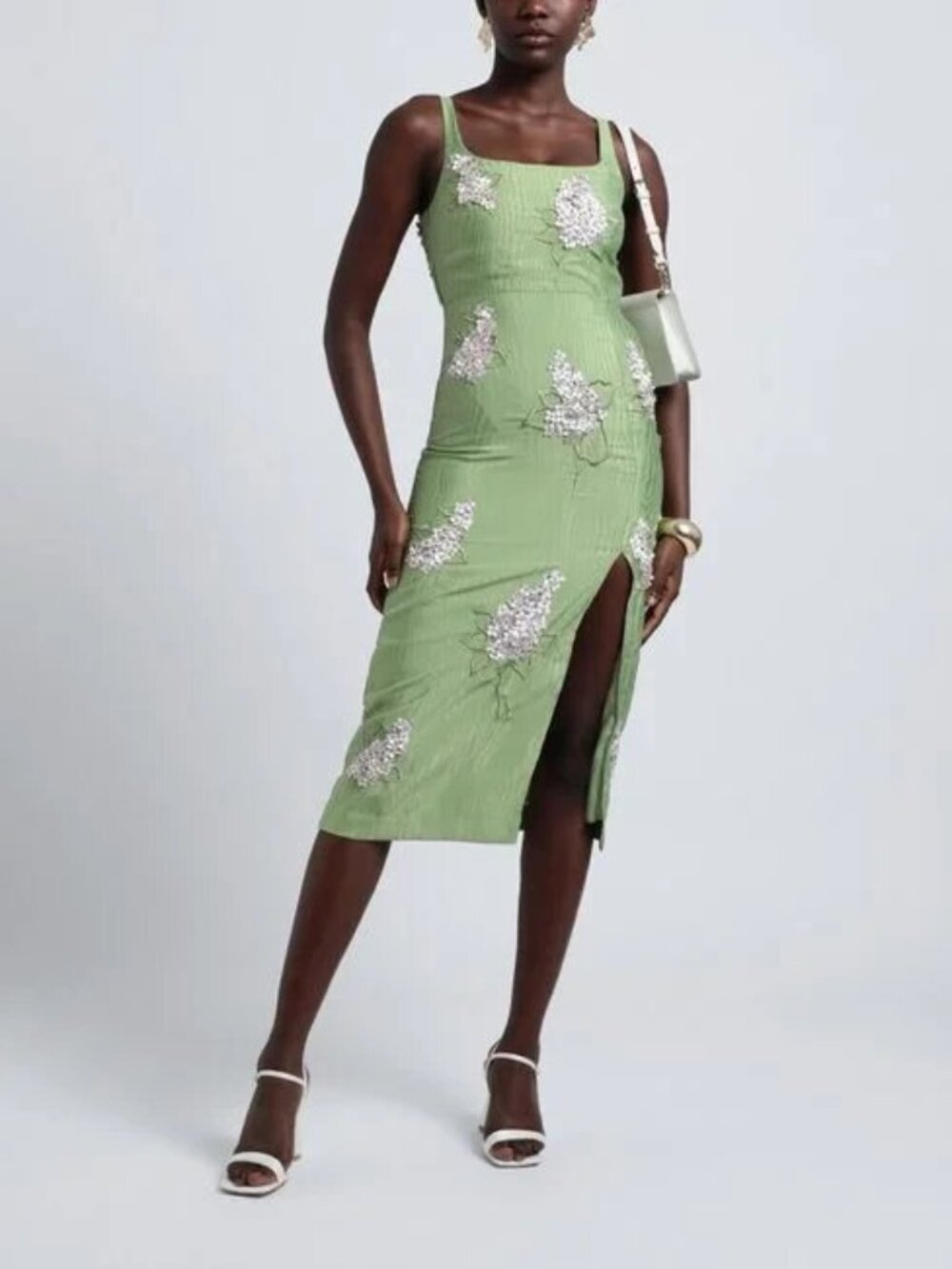 & Other Stories Floral Embroidered Midi Dress